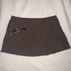 I.AM.GIA Brown Gray Tie Front Asymmetrical Mini Skirt